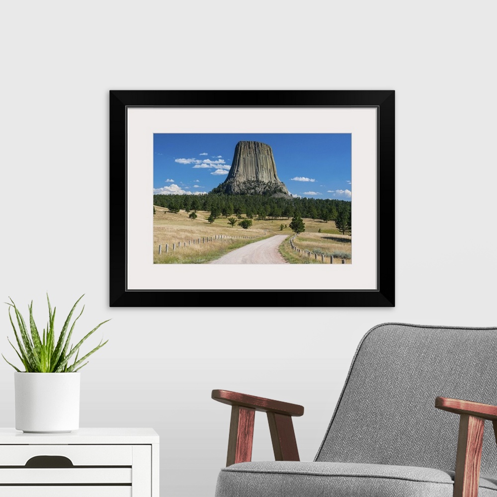 A modern room featuring Devils Tower National Monument, Wyoming, United States of America, North America.
