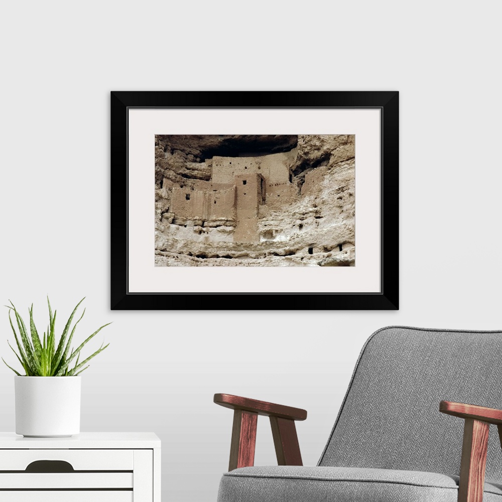 A modern room featuring Montezuma Castle in limestone cliff, Sinagua, Arizona