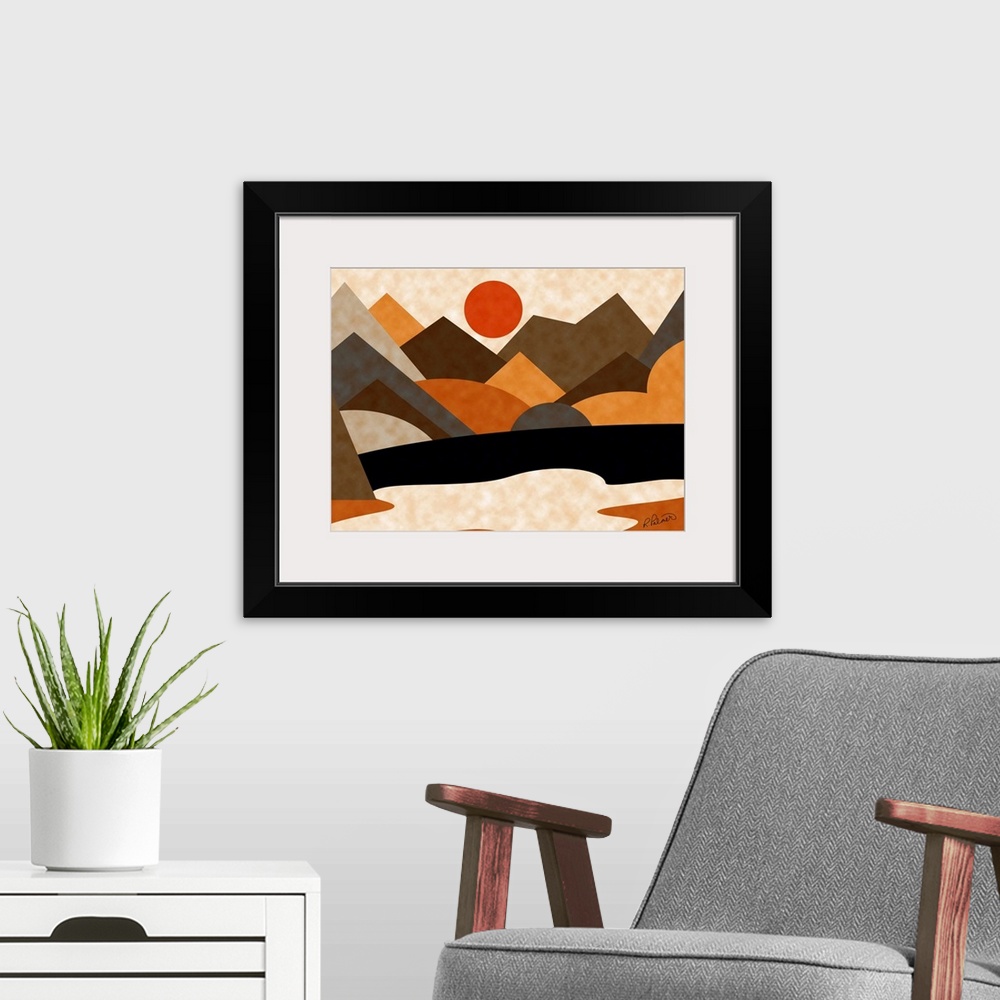 A modern room featuring Tangerine Sun