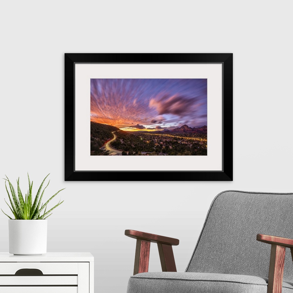 A modern room featuring Beautiful sunset over Sedona, Arizona