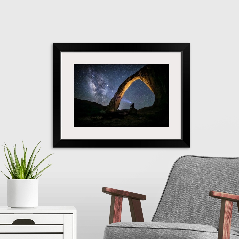 A modern room featuring Milky Way over Corona Arch in Moab, Utah