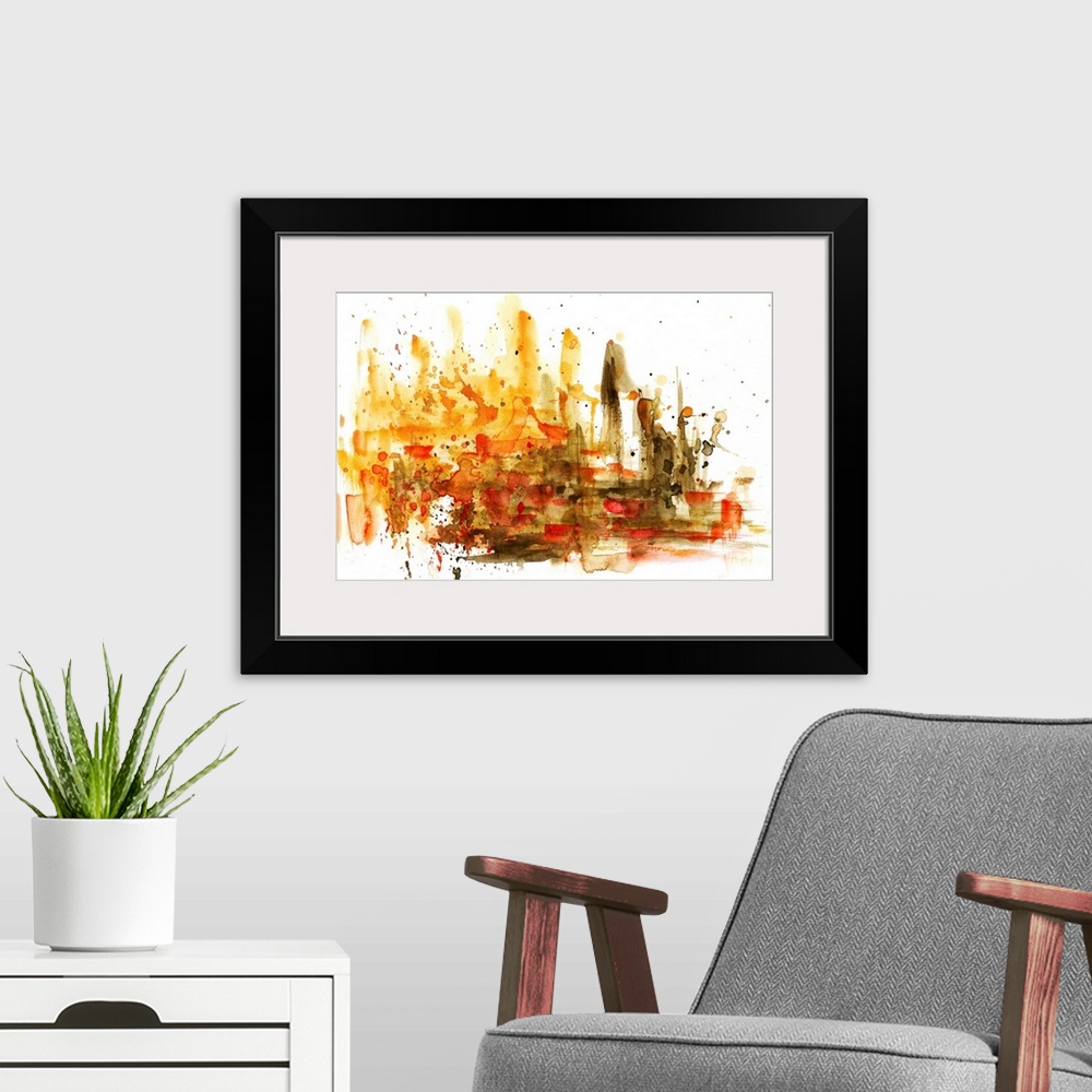 A modern room featuring Watercolor abstract composition