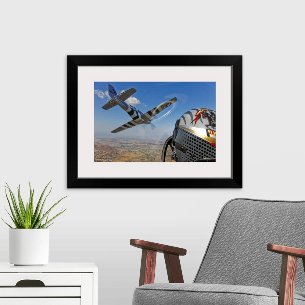 A modern room featuring Airborne with The Horsemen, the only modern P-51D Mustang aerobatic flight team.