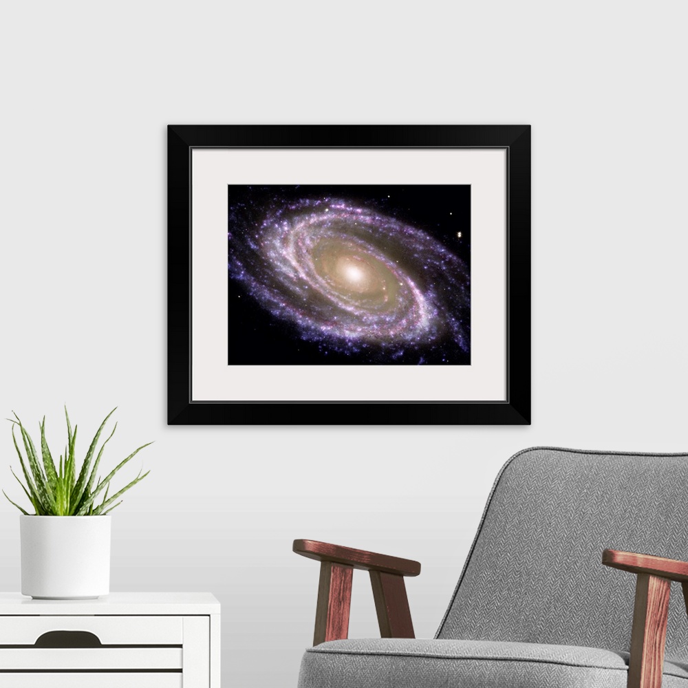 A modern room featuring Spiral galaxy Messier 81