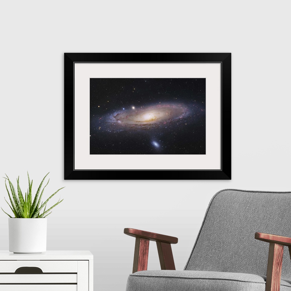 A modern room featuring The Andromeda Galaxy, also known as Messier 31 or NGC 224, in the constellation Andromeda.