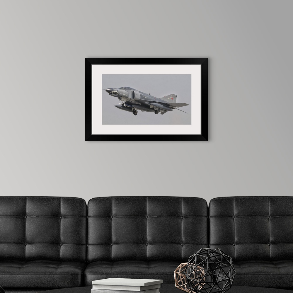 A modern room featuring Turkish Air Force F-4 Phantom flying over Turkey.