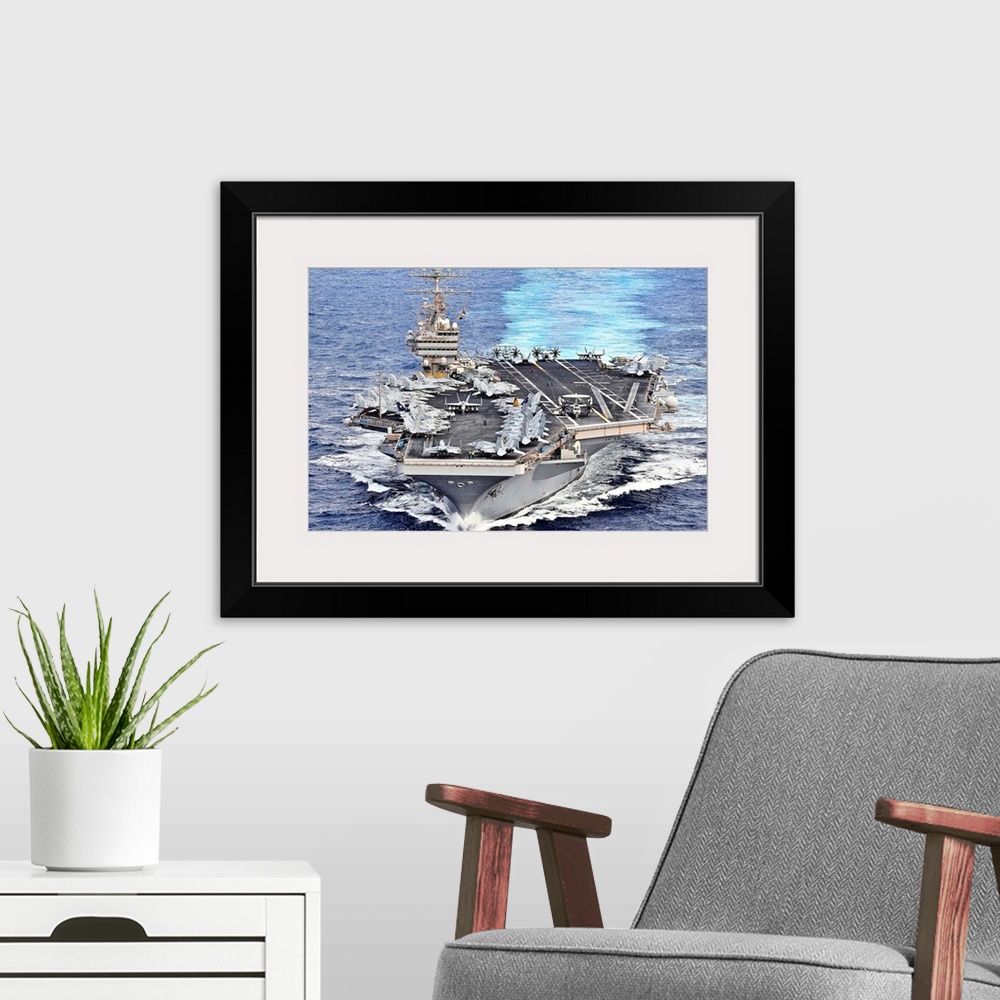 A modern room featuring December 16, 2011 - The Nimitz-class aircraft carrier USS Abraham Lincoln transits the Pacific Oc...