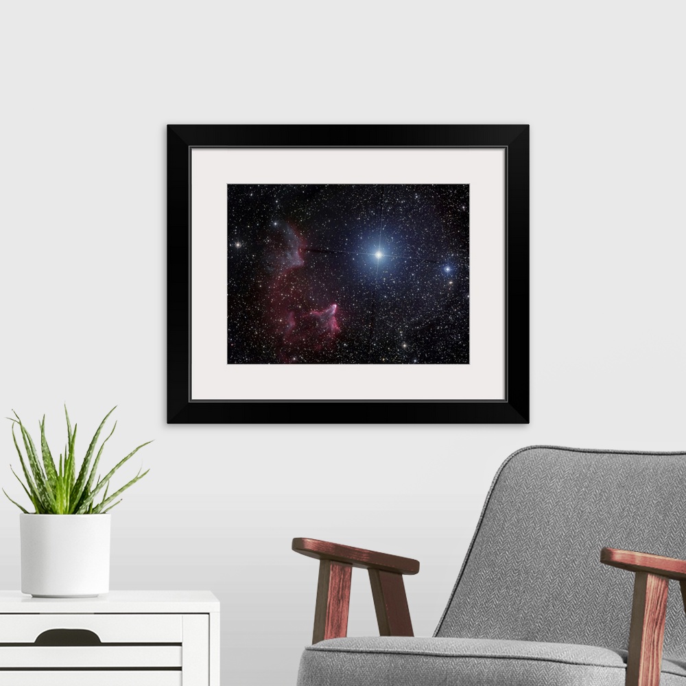 A modern room featuring Variable star Gamma Cassiopeiae, with associated emission and reflection nebulae.