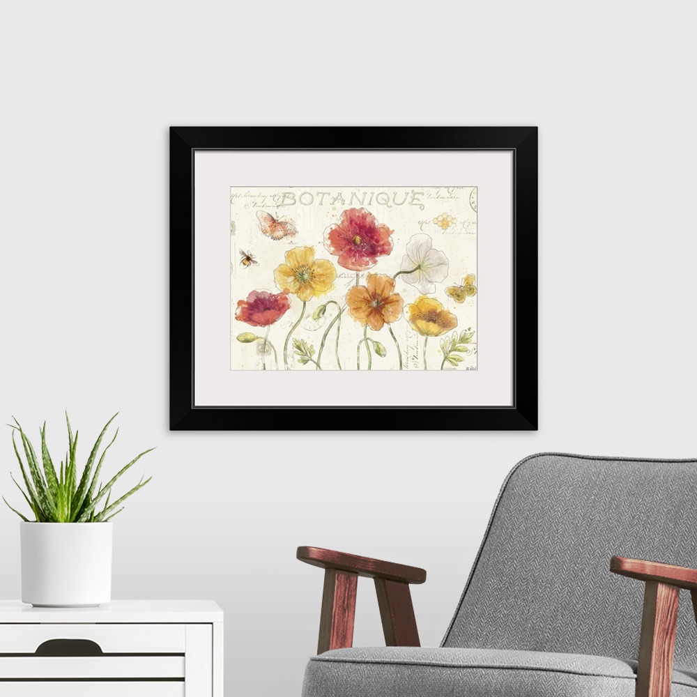 A modern room featuring Painted Poppies I
