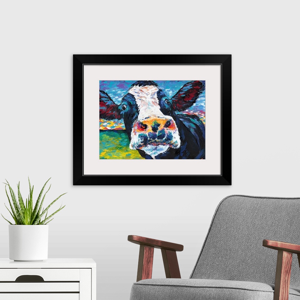 A modern room featuring Curious Cow II