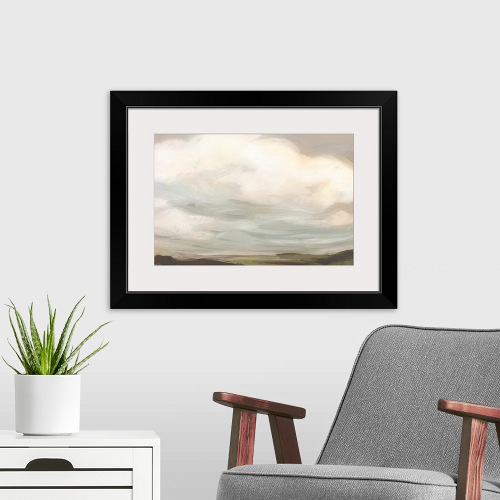 A modern room featuring Muted Sky Horizon I