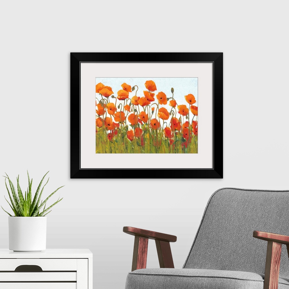 A modern room featuring Rows of Poppies II
