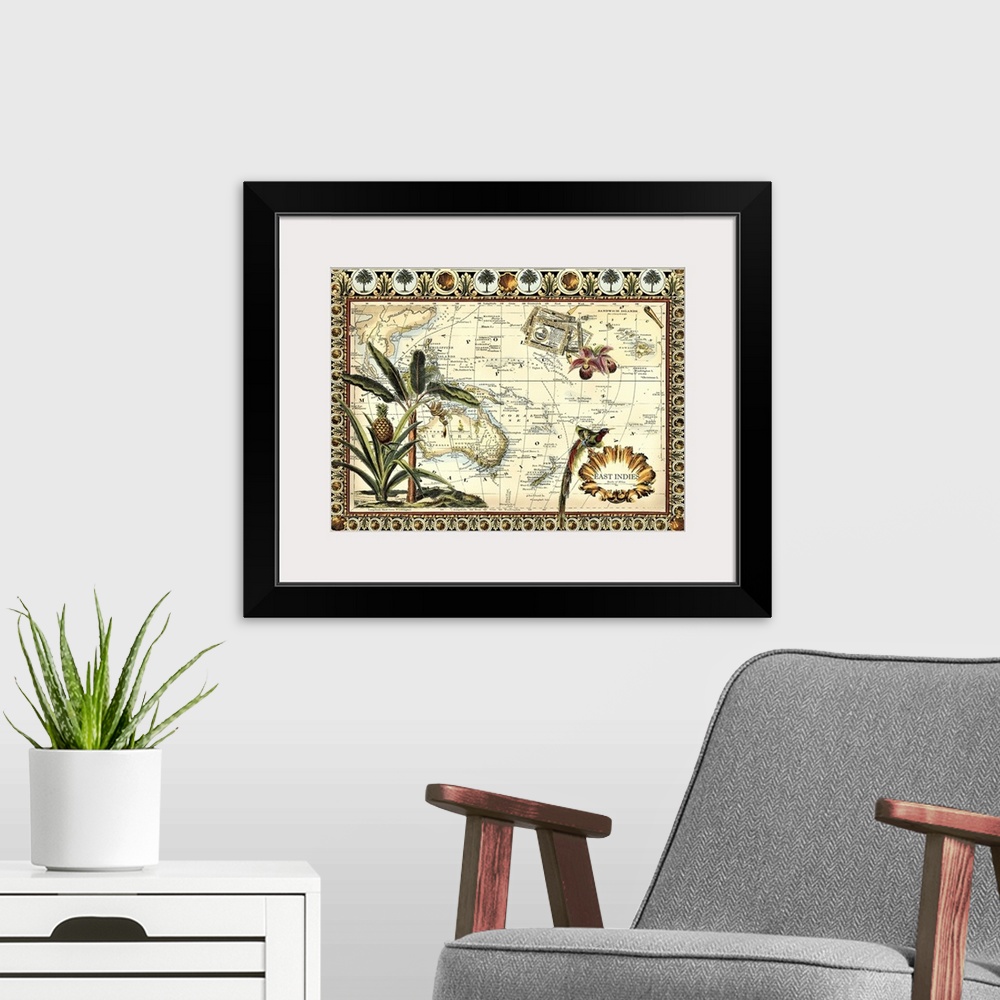 A modern room featuring Tropical Map of East Indies
