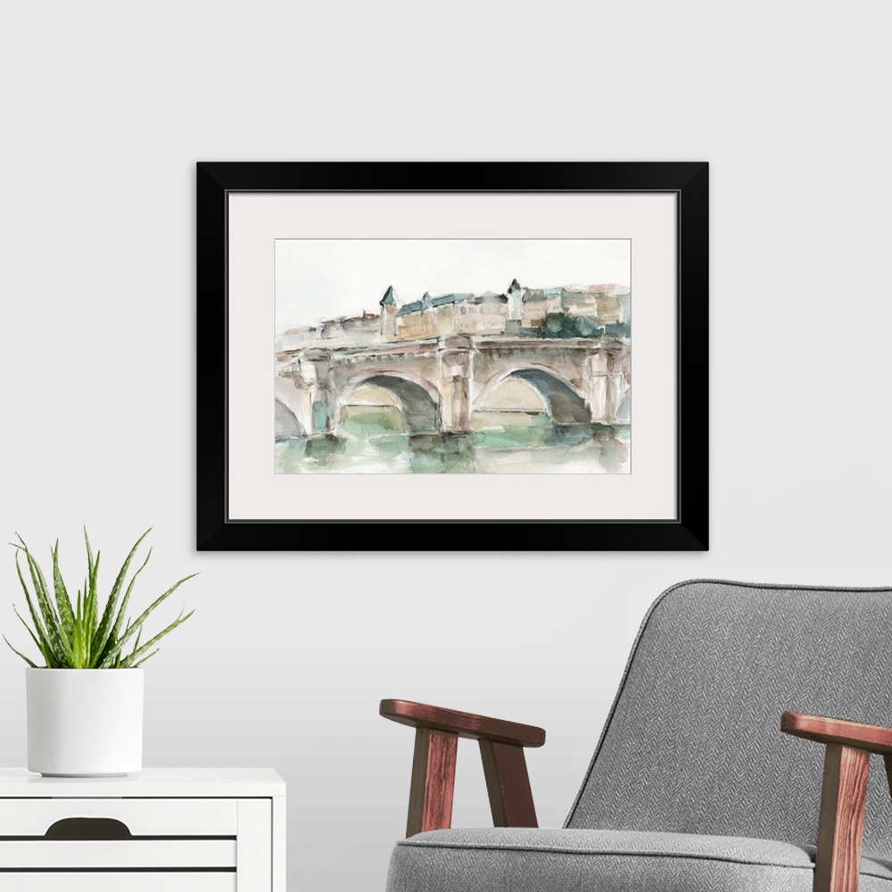 A modern room featuring Watercolor Arch Studies VI