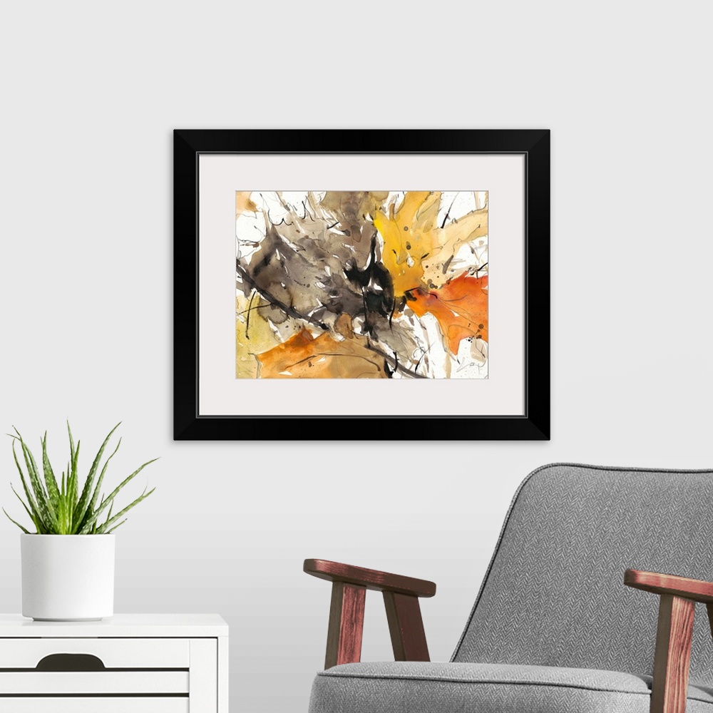 A modern room featuring Watercolor Autumn Leaves II