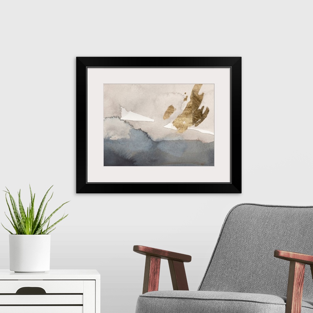 A modern room featuring Watercolor With Gold I