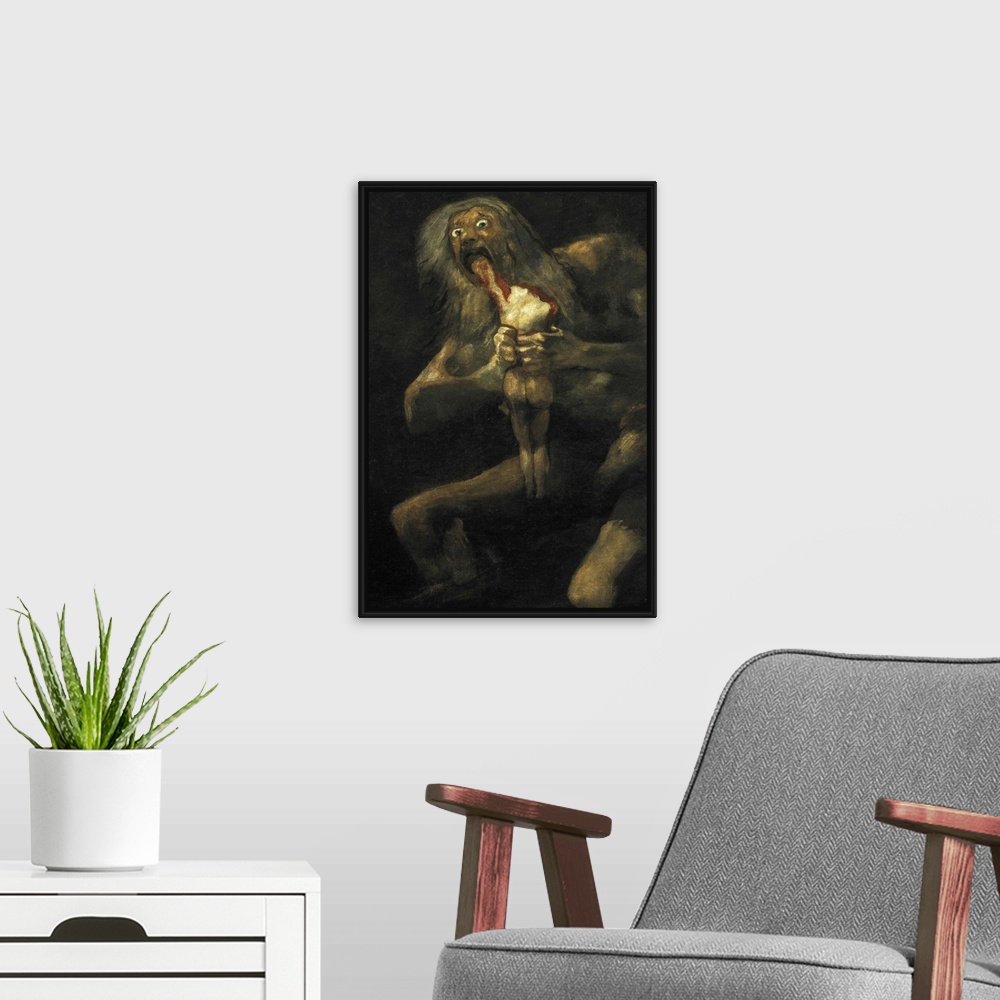 A modern room featuring Saturn Devouring One of his Children