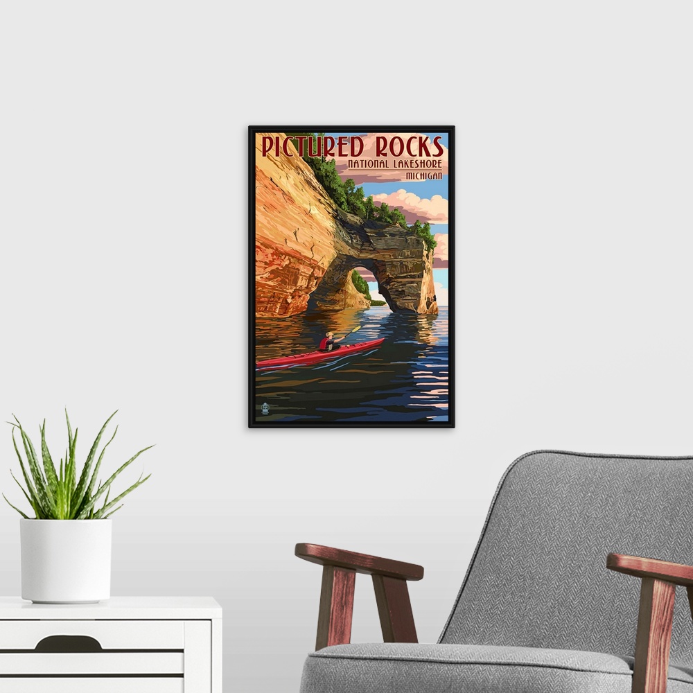 A modern room featuring Pictured Rocks National Lakeshore, Michigan: Retro Travel Poster