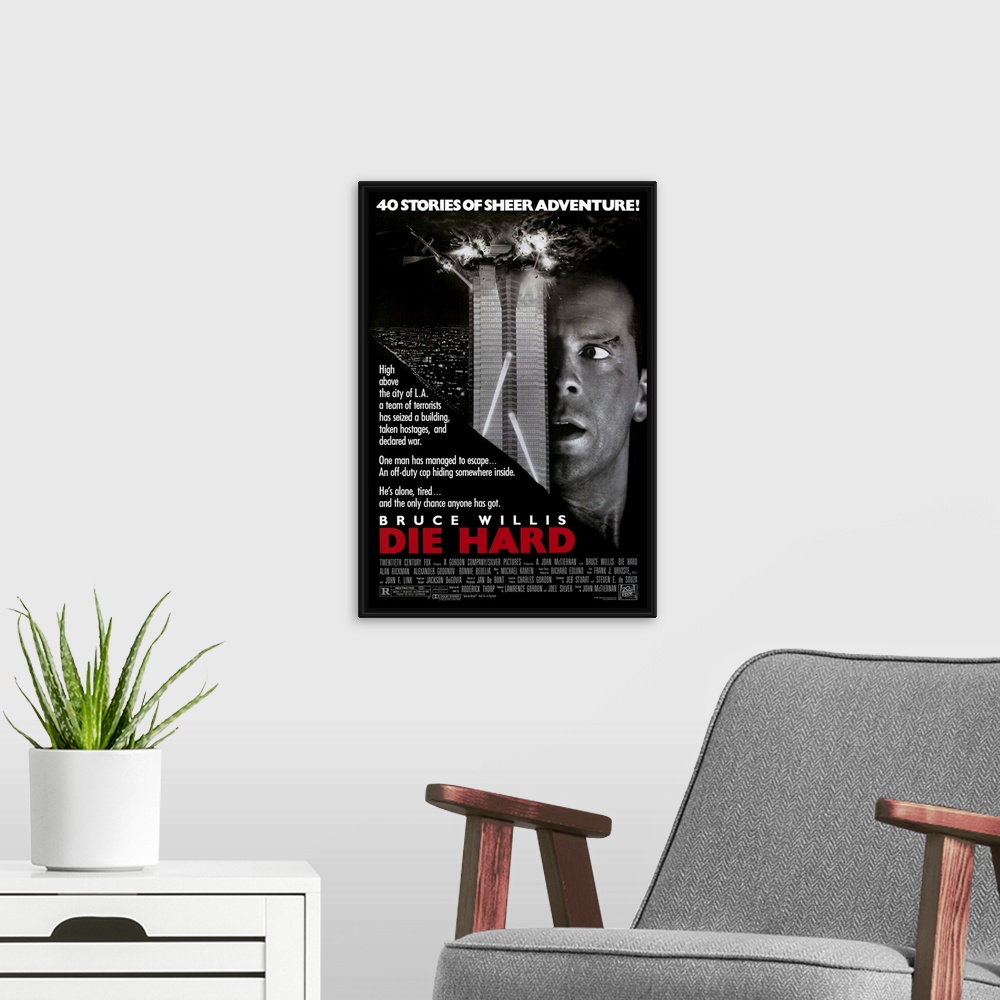 A modern room featuring It's Christmas Eve and NYC cop John McClane (Willis) has arrived in L.A. to spend the holiday wit...