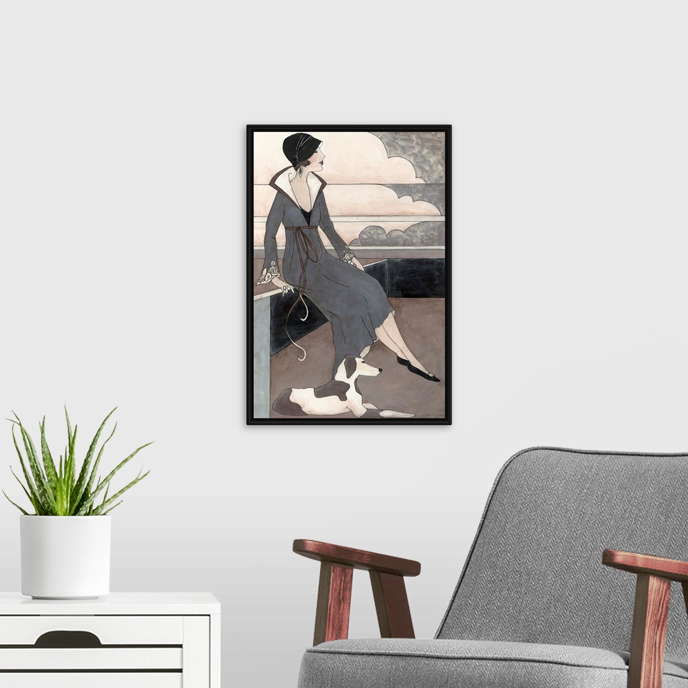 A modern room featuring Art Deco Lady With Dog