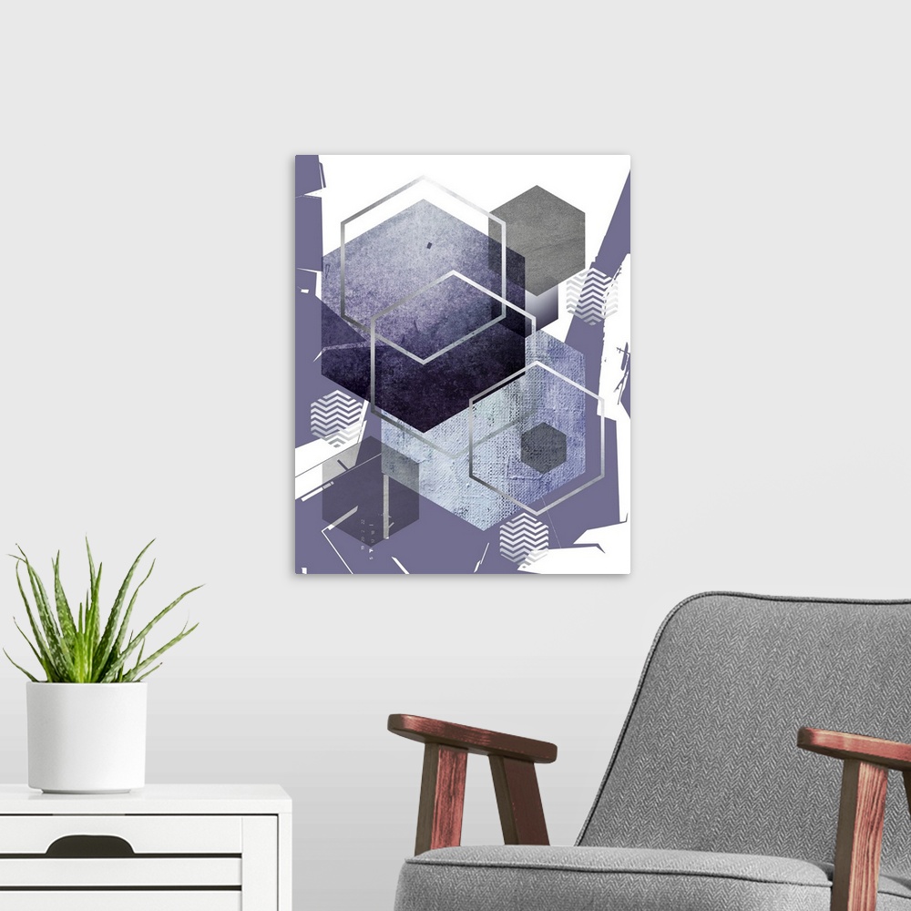 A modern room featuring Abstract Geo Ultra Violet 1