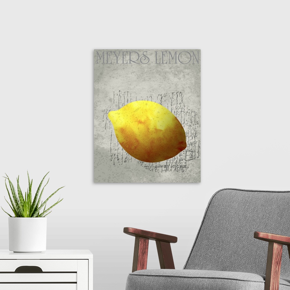 A modern room featuring Fruit Watercolor - Meyers Lemon