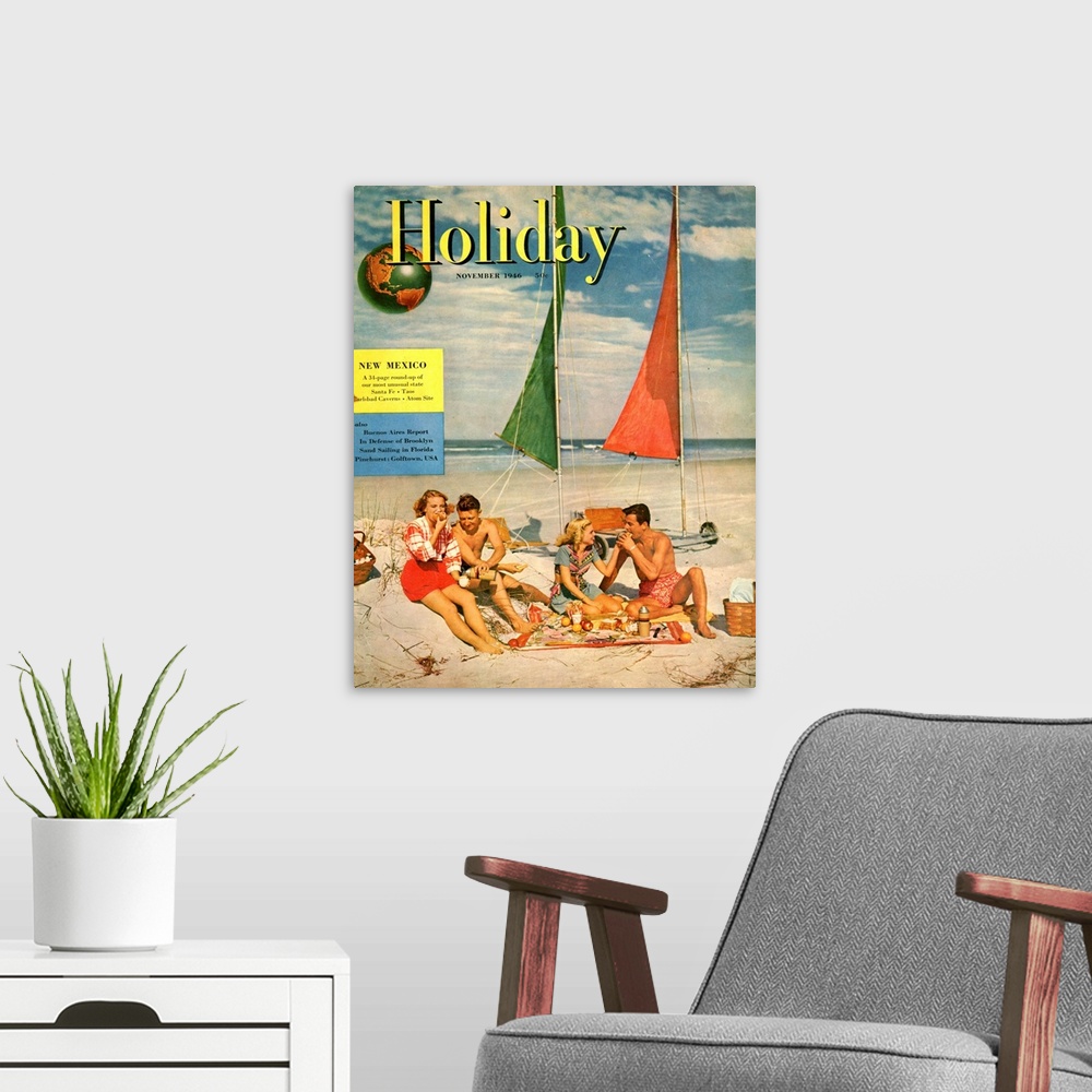 A modern room featuring 1940s USA Holiday Magazine Cover