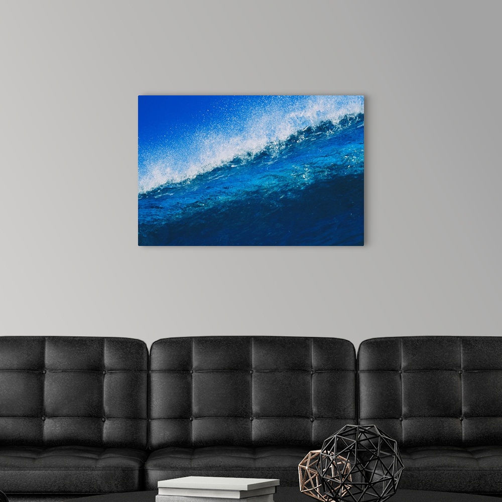 Hawaii, Bright Blue Wave At It's Peak With White Wash, Blue Sky Wall Art, Canvas Prints, Framed Prints, Wall Peels | Big Canvas