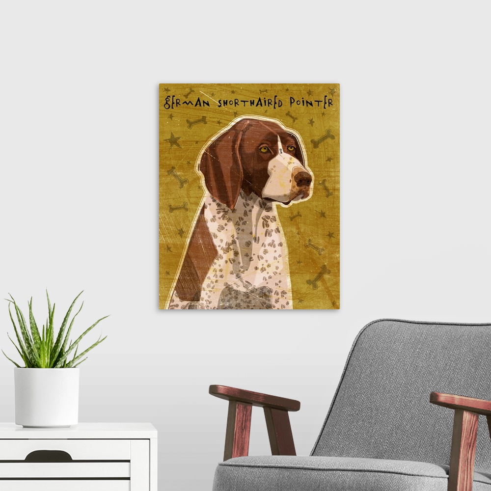 A modern room featuring German Shorthaired Pointer