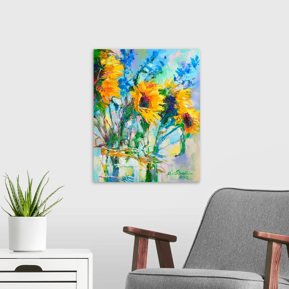 Sunflowers In Glass Bottles Wall Art, Canvas Prints, Framed Prints ...