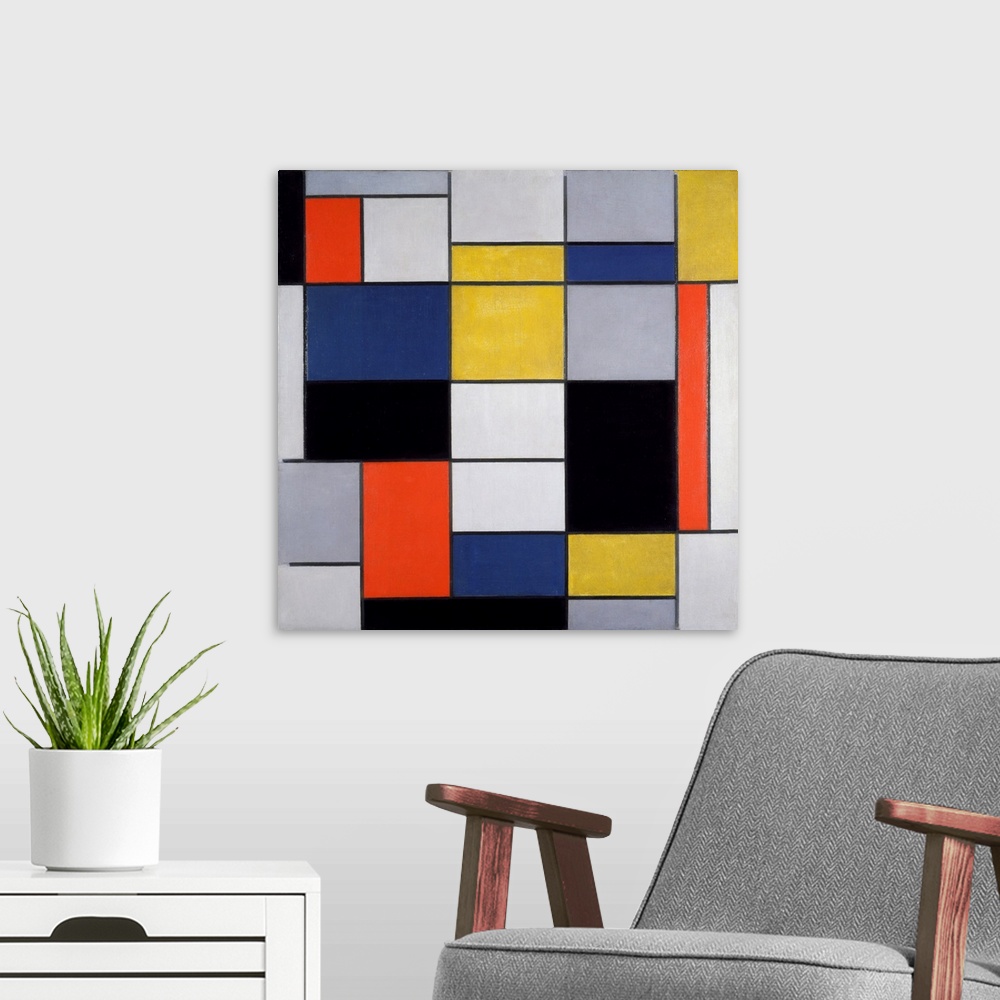 Large Composition With Black, Red, Grey, Yellow And Blue Wall Art ...