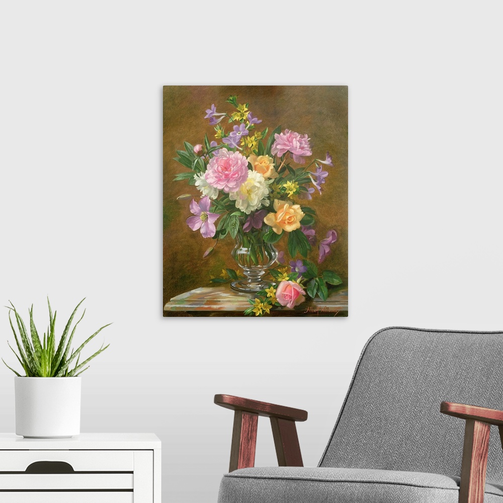 A modern room featuring Vase of Flowers