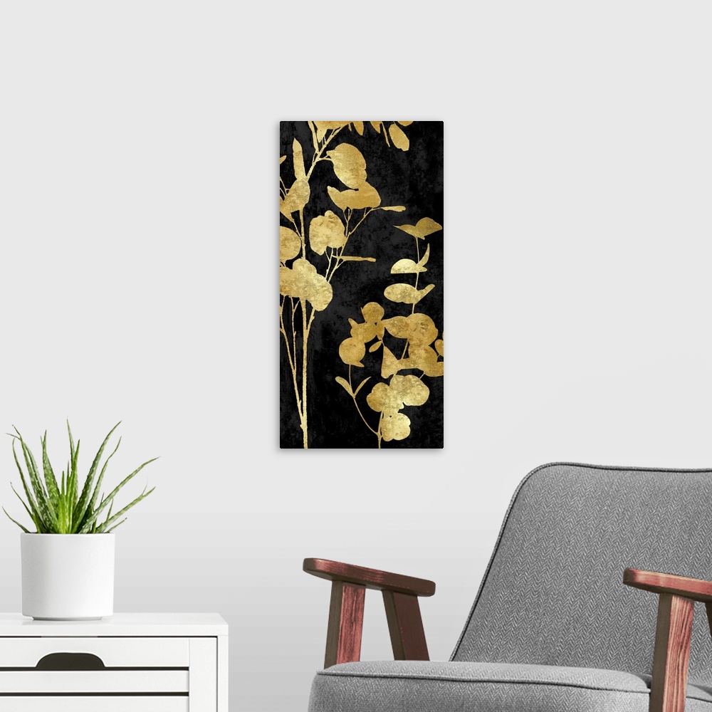 A modern room featuring Nature Panel Gold on Black II