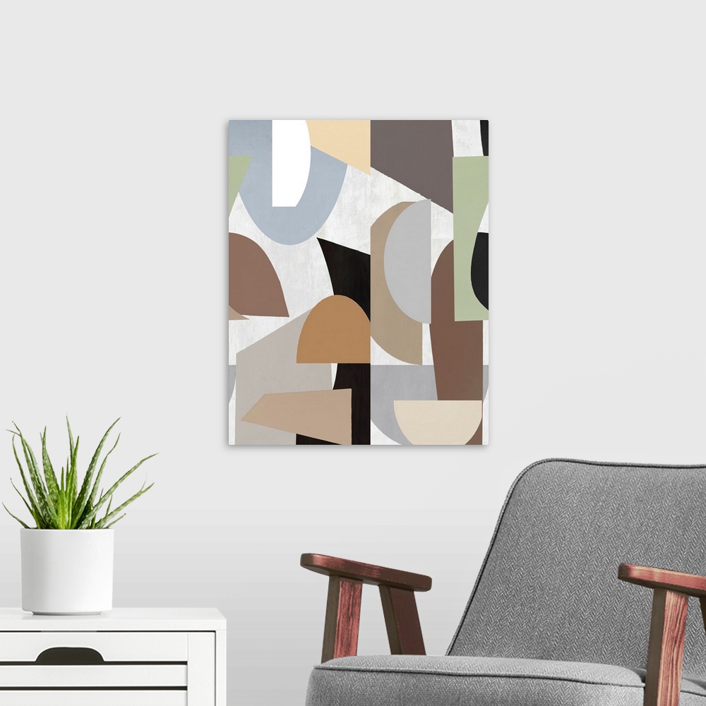 A modern room featuring Abstract Shapes 1 Brown