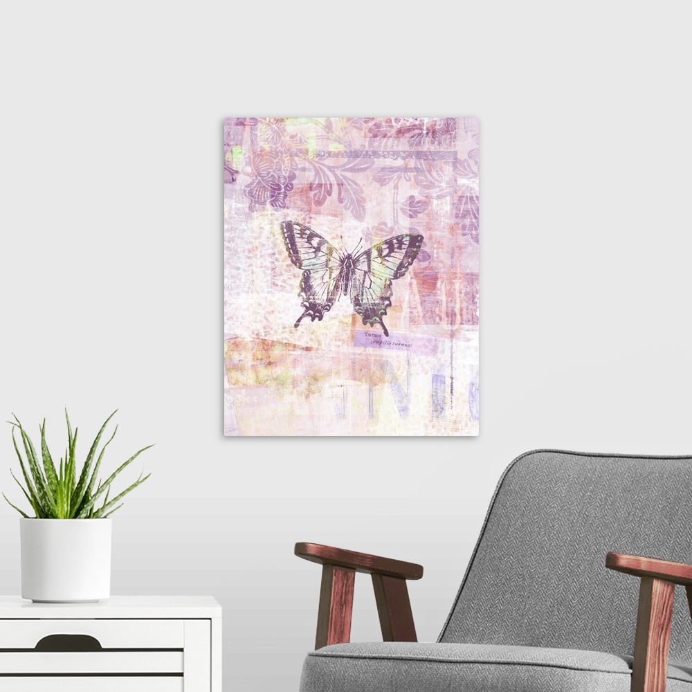 A modern room featuring Butterflies are given a translucent, gauzy treatment in this lovely chromatic image.