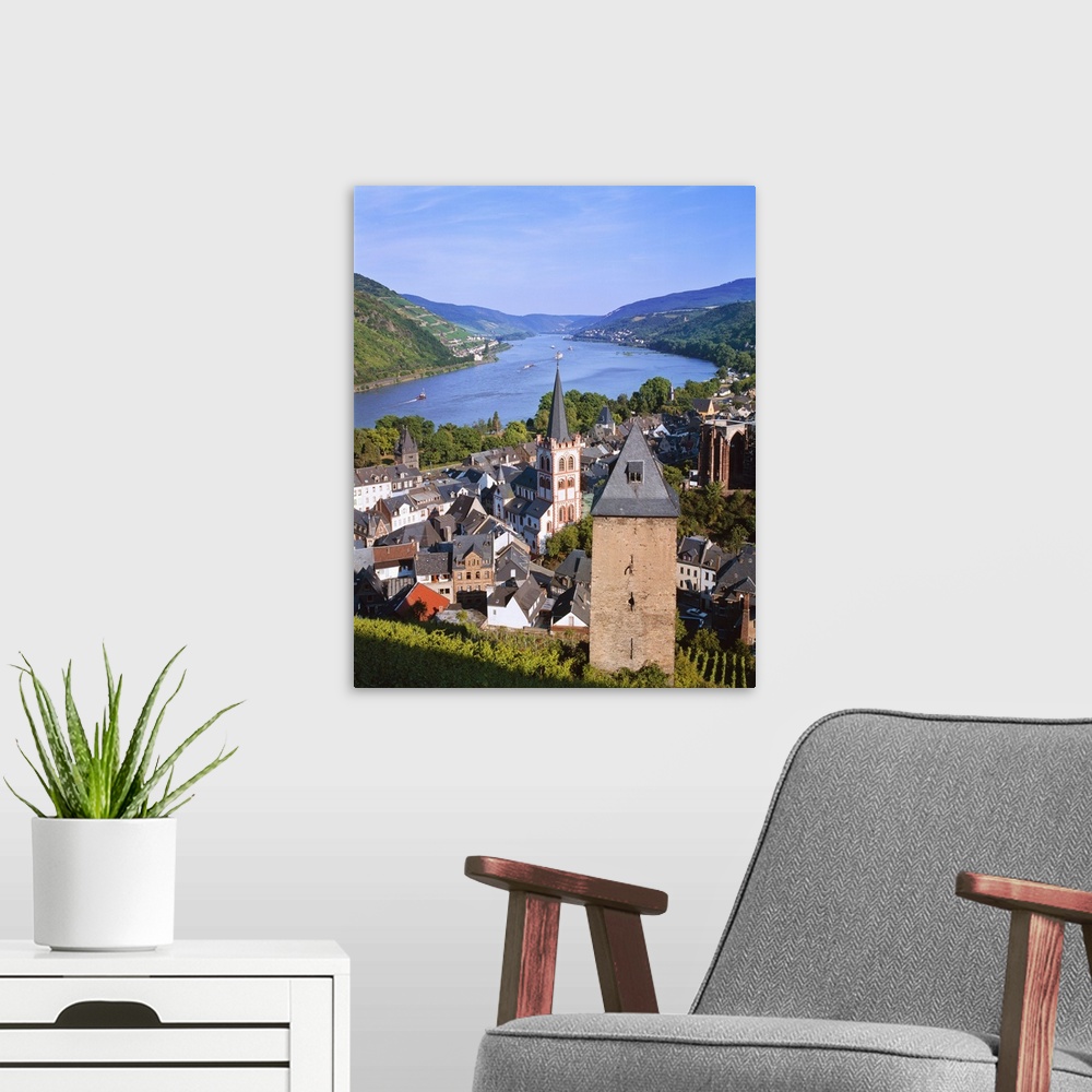 A modern room featuring Germany, Rhineland-Palatinate, Bacharach, Rhine, View of the town