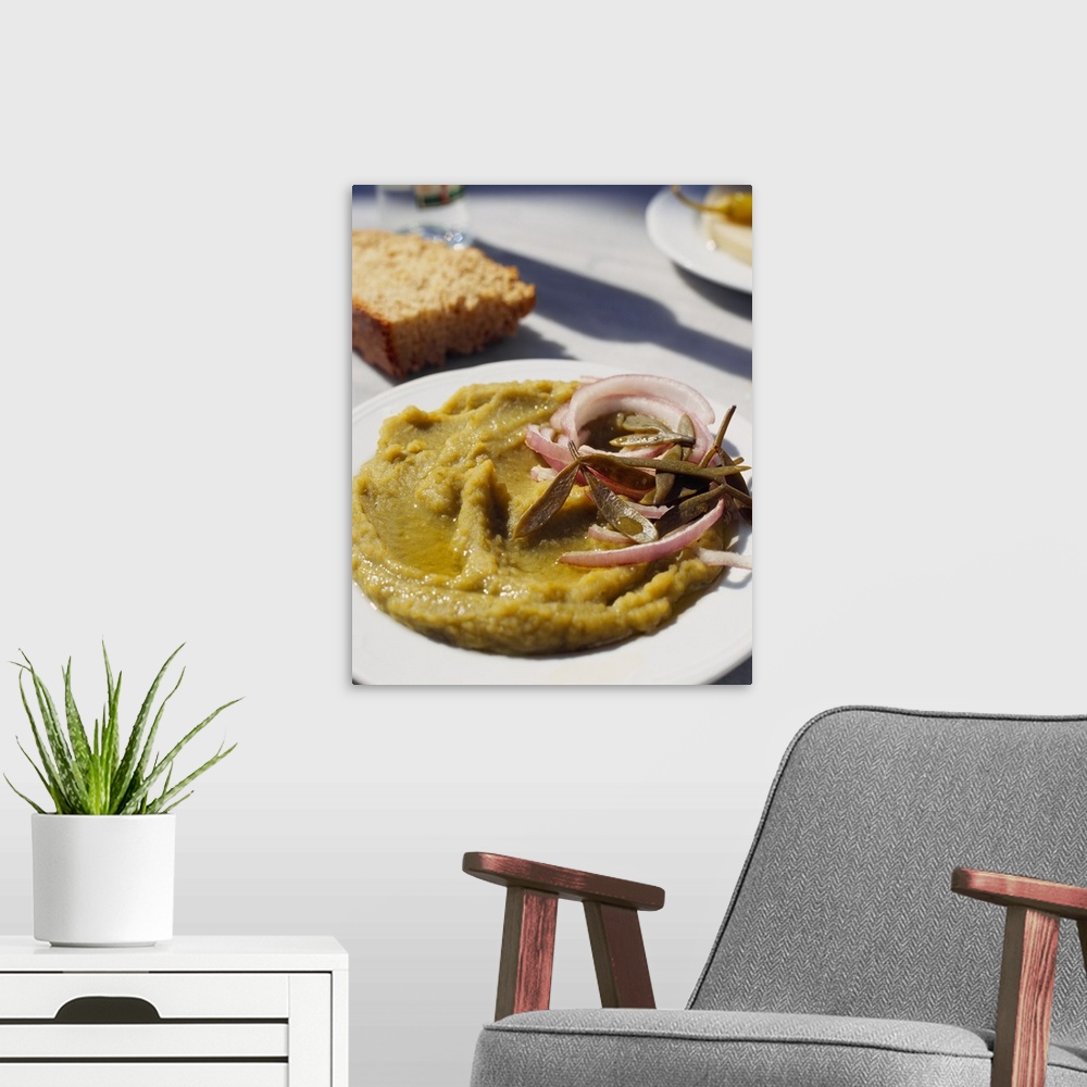 A modern room featuring Greece, Vegetables puree with red onion