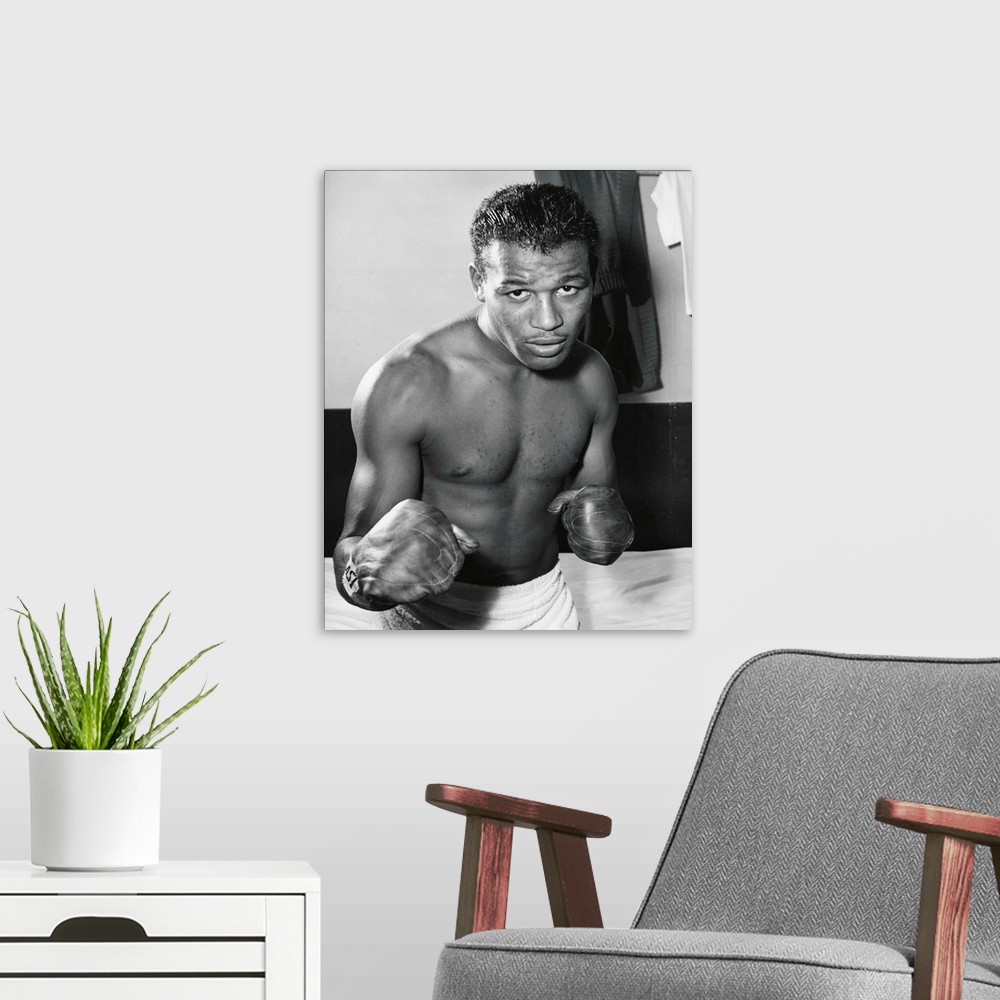 A modern room featuring Sugar Ray Robinson was the welterweight boxing champion from 1946-1950.