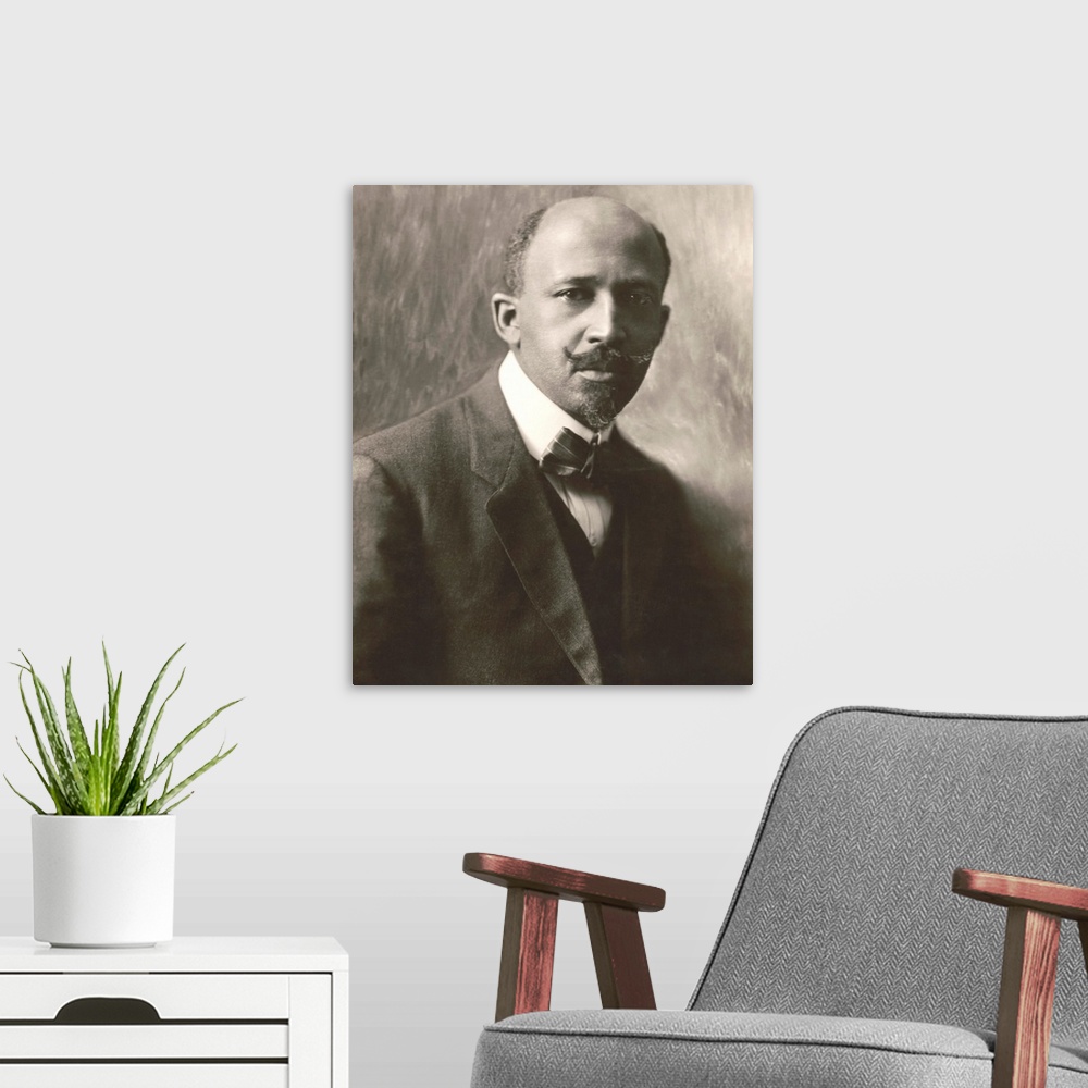 A modern room featuring W.E.B. Du Bois, intellectual leader of the early 20th century African American rights movement. I...