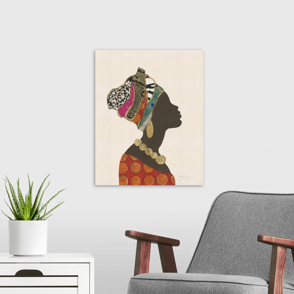 A modern room featuring African Silhouette Woman I