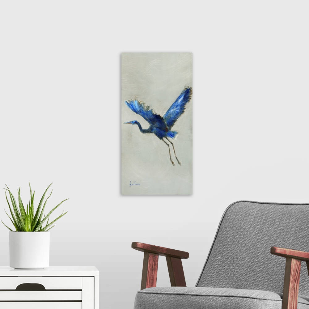 A modern room featuring Blue Heron II