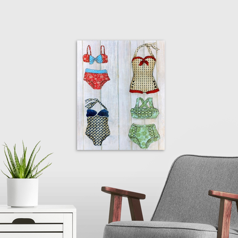 A modern room featuring Vintage Bathing Suits II