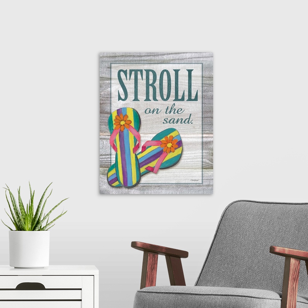 A modern room featuring Stroll on the Sand