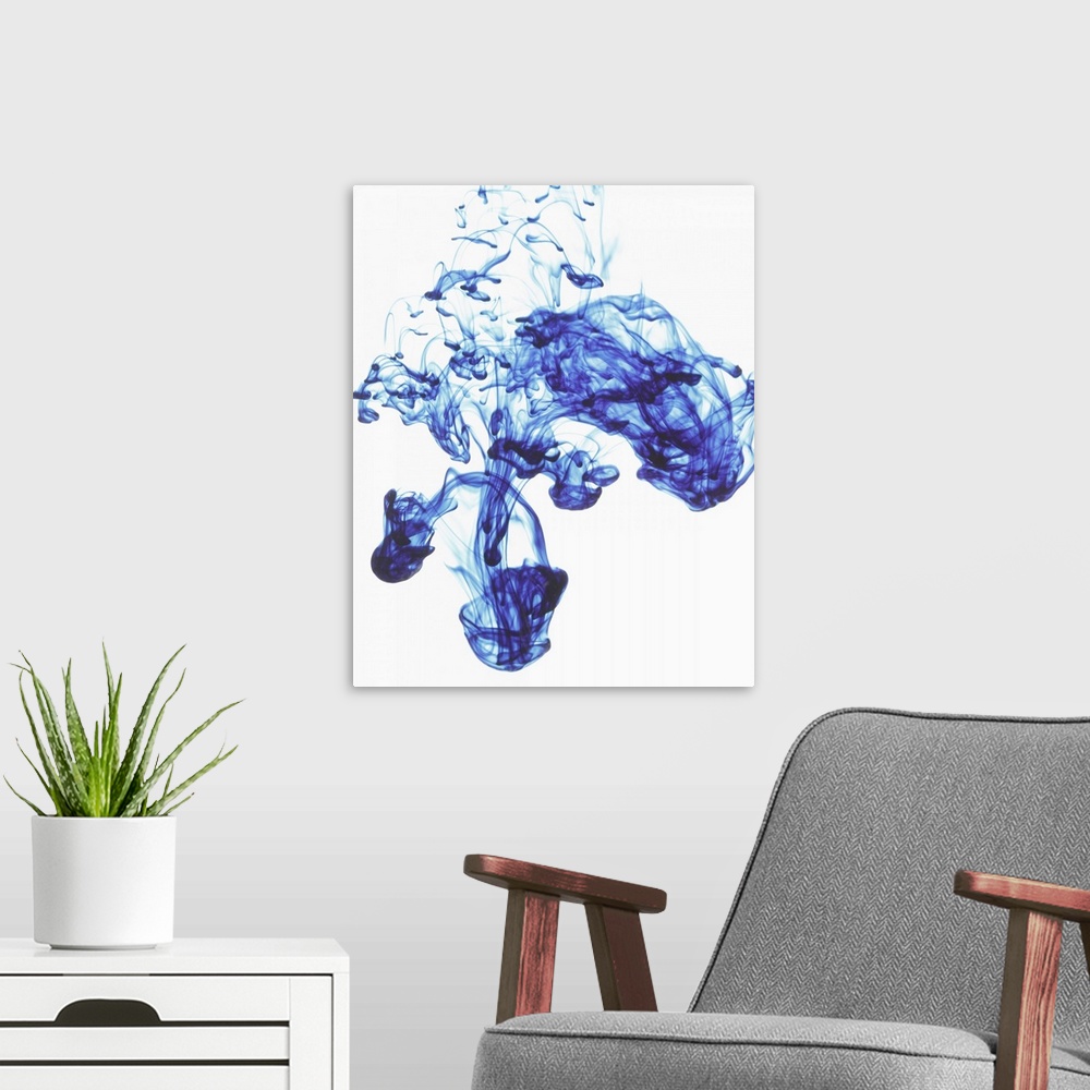 A modern room featuring Blue abstract on white background
