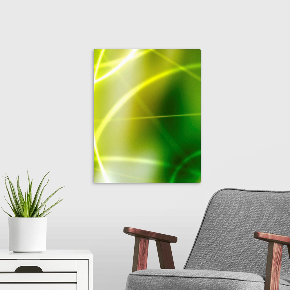 A modern room featuring Glowing Green Background
