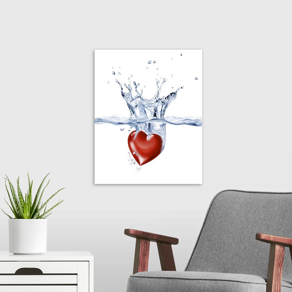 A modern room featuring Heart in water, artwork