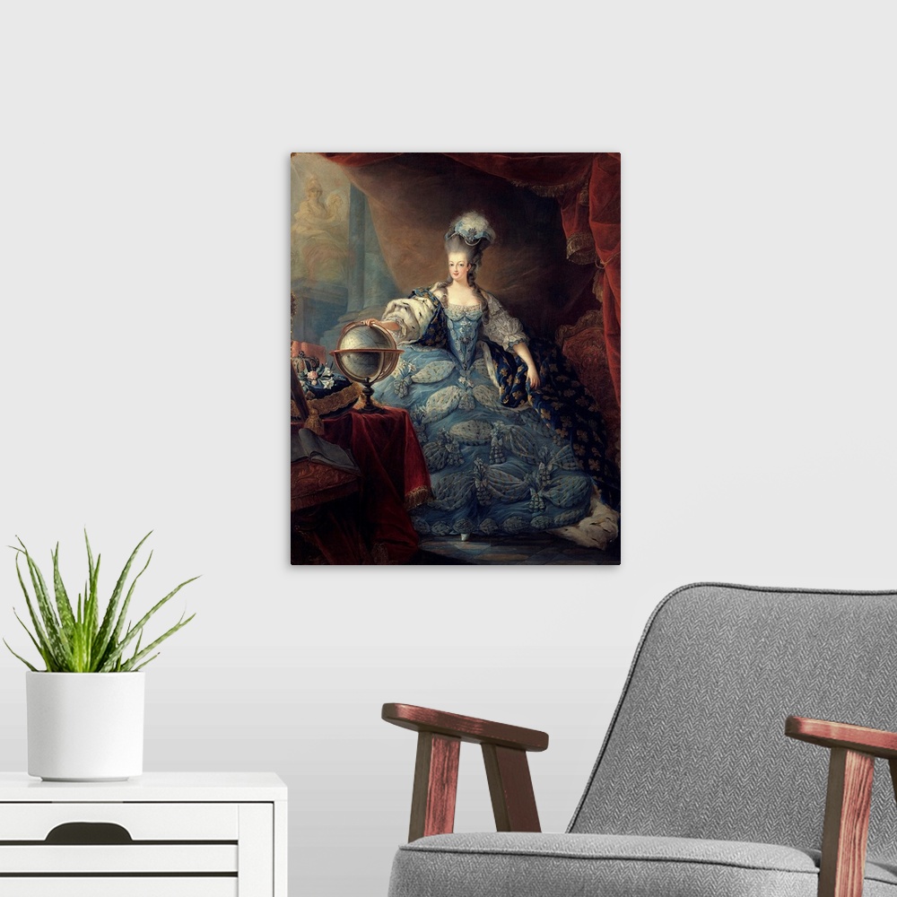 A modern room featuring Full-length portrait of Marie Antoinette de Lorraine Habsburg (1754-1793) said Portrait with the ...
