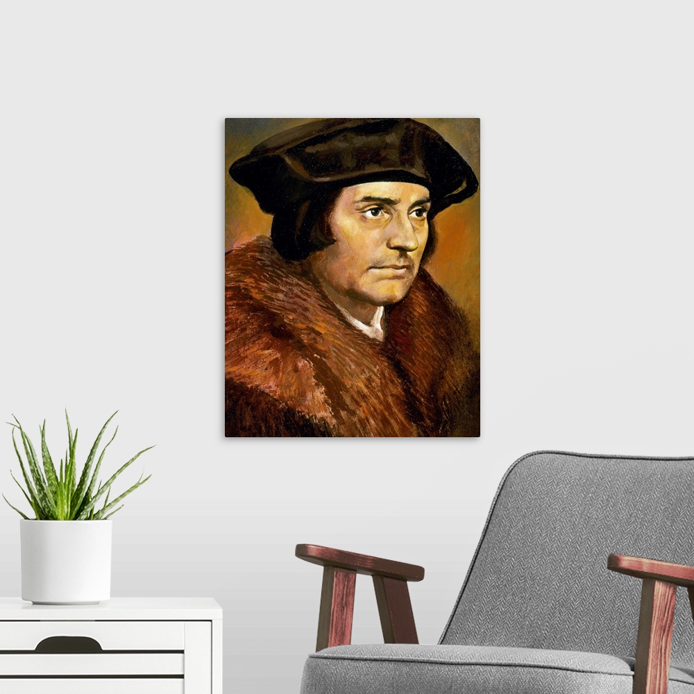 A modern room featuring Thomas More (1478-1535). English lawyer, philosopher, author, statesman and humanist.