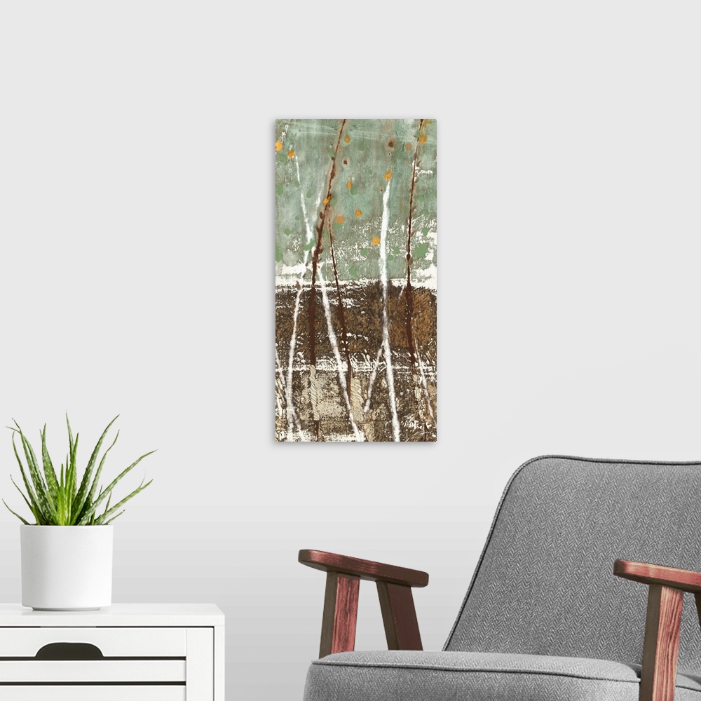 A modern room featuring An impressionistic view of new growth and coming seasons