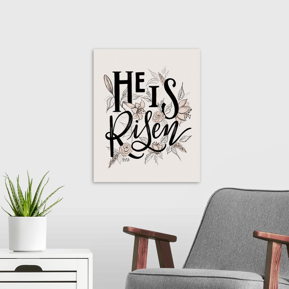 A modern room featuring He Is Risen